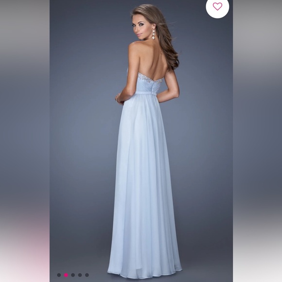 La Femme Blush Designer Pleated Chiffon Jeweled Embellished Prom Dress 20027 6 - Picture 4 of 16